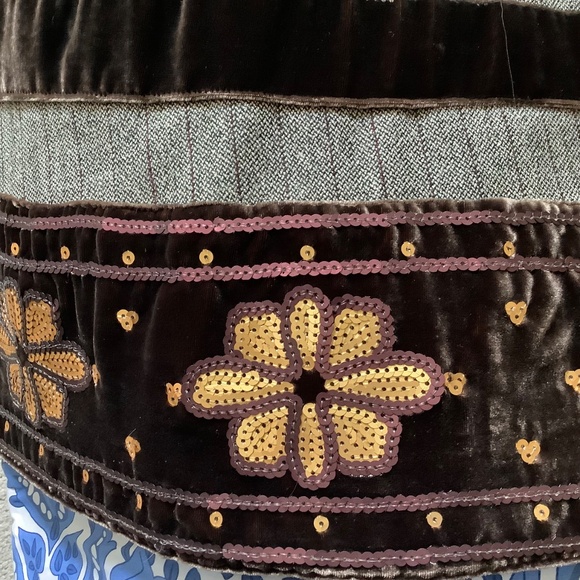 Context Vintage Wool Blend Skirt Twill Velvet Sequins Embroidered Gray SZ 10 - Picture 16 of 16